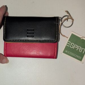 Esprit Dual-Tone Black and Red key Chain And Coin Holder - NWT - Vintage